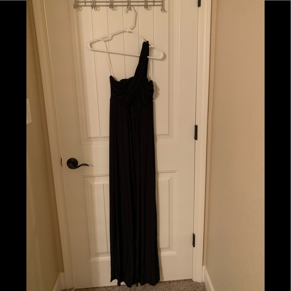 T-Bags one shoulder cut out black maxi dress